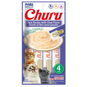 Кремообразно лакомство за капризни котки Churu Cat Treats Tuna Recipe with Clam Flavour мус от риба тон и океански миди; №1 в света мокро лакомство за котки